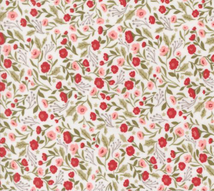 Berry And Pine Christmas Posies Florals Snow Fabric