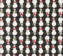 Winter Friends Stacked Snowmen Charcoal Black Fabric
