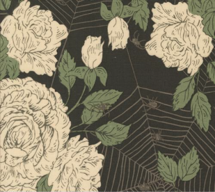 Home Sweet Haunt Haunted Roses Florals Spiders Web Charcoal Fabric
