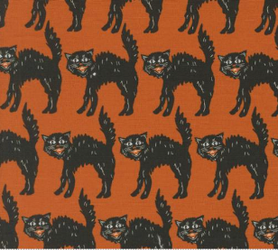 Home Sweet Haunt Little Black Cat Rust Fabric