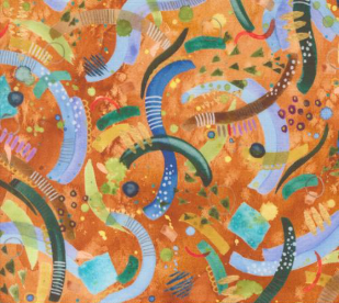 Wanderlust Watercolor Geometric Red Ochre Fabric