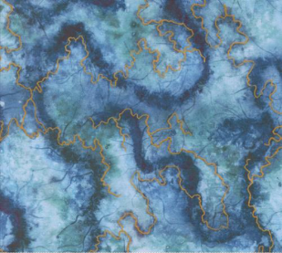 Wanderlust Watercolor Off The Trail Blenders River Fabric