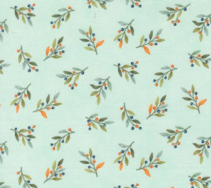 I Love Fall Most of All Leaves and Berries Blenders Aqua Fabric