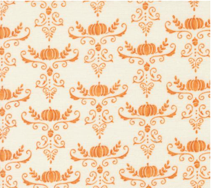 I Love Fall Most of All Pumpkins and Vines Damask White Pumpkin Fabric