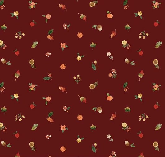 Happy Fall Days Fall Things Maroon Fabric