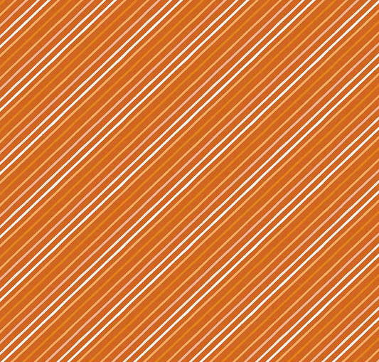 Happy Fall Days Stripes Rust Fabric
