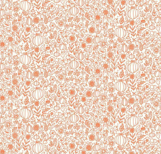 Happy Fall Days Floral Outline Cloud Fabric