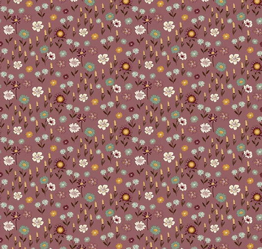 The Awe of Autumn Floral Purple Fabric