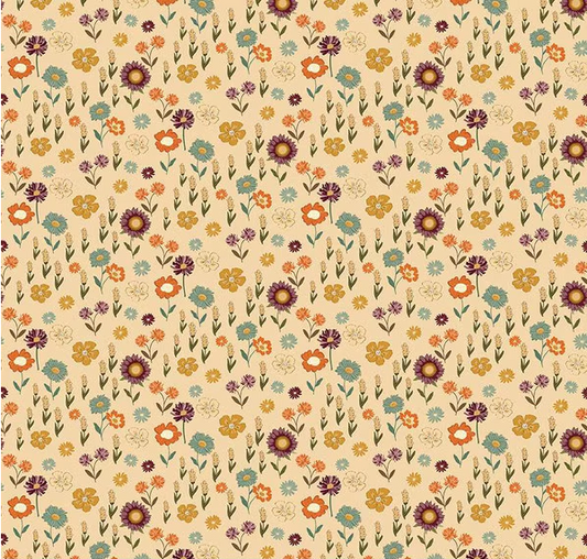 The Awe of Autumn Floral Latte Fabric