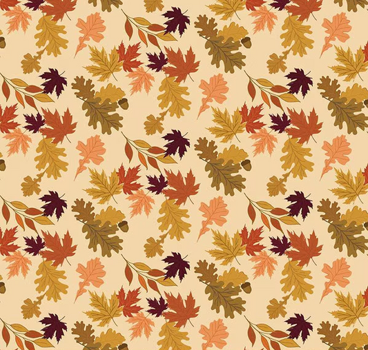 The Awe of Autumn Leaves Latte Fabric