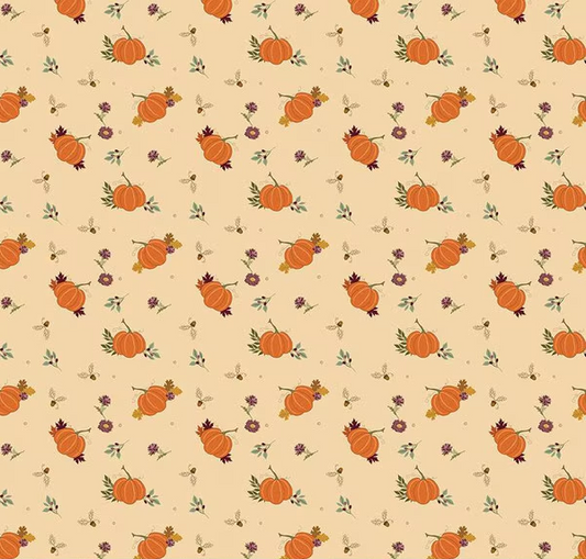 The Awe of Autumn Pumpkins Latte Fabric