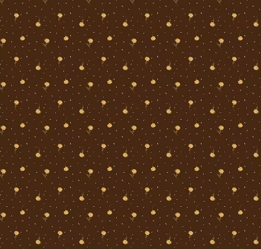 The Awe of Autumn Flower Toss Brown Fabric