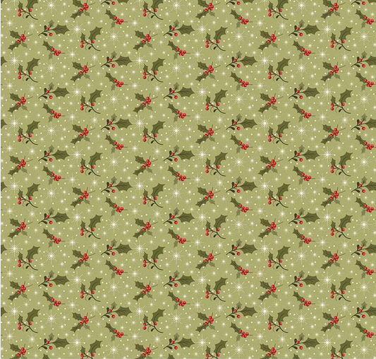 Glisten Holly Olive Fabric