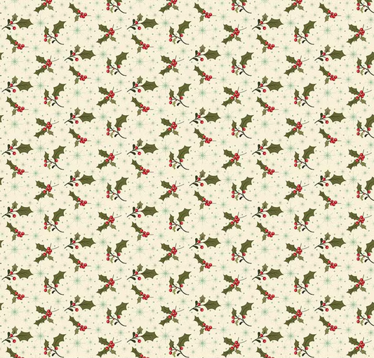 Glisten Holly Eggnog Fabric