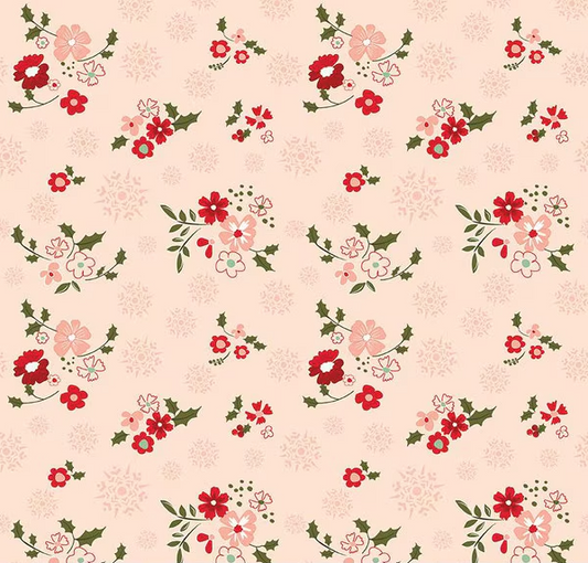 Glisten Winter Flowers Blush Fabric