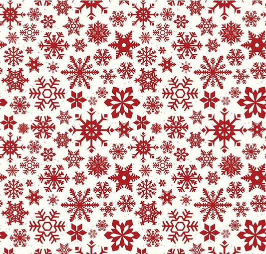 Mistletoe & Holly Snowflakes Cloud Fabric