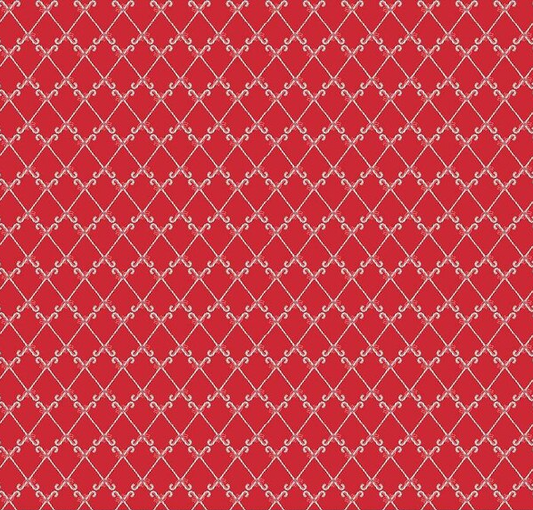 Mistletoe & Holly Candy Canes Red Fabric