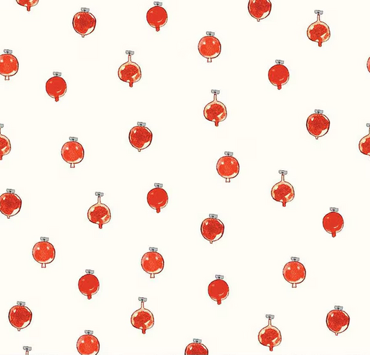 Classic Christmas Ornaments Red Fabric