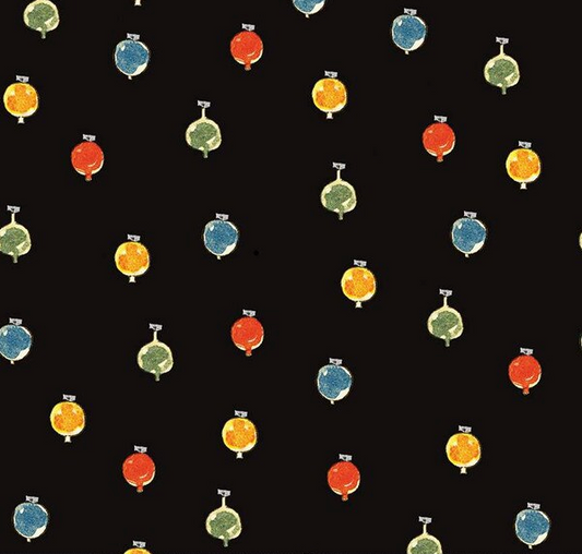 Classic Christmas Ornaments Black Fabric