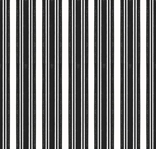 Classic Christmas Stripe Black Fabric