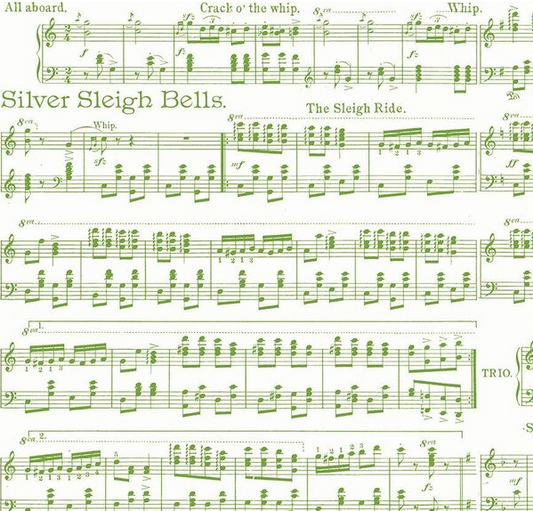 Classic Christmas Sheet Music White Fabric