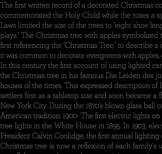Classic Christmas History of the Tree Text Black Fabric