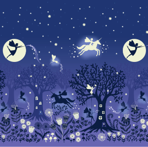 Glow Fairies Fairy Glow Double Edge Border Dusk Fabric