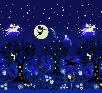 Glow Fairies Fairy Glow Double Edge Border Night Fabric