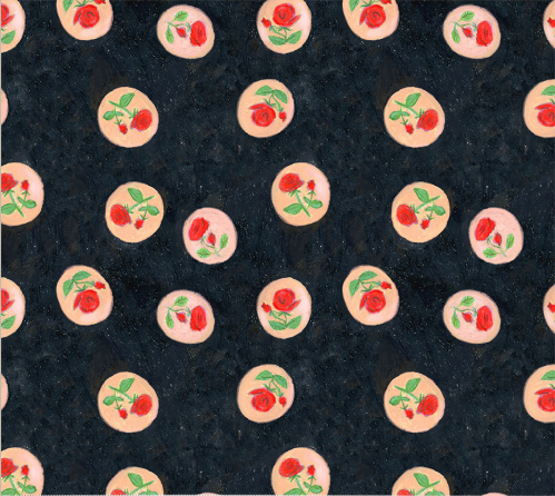 Heather Ross By Hand Rose Cameo Night Fabric