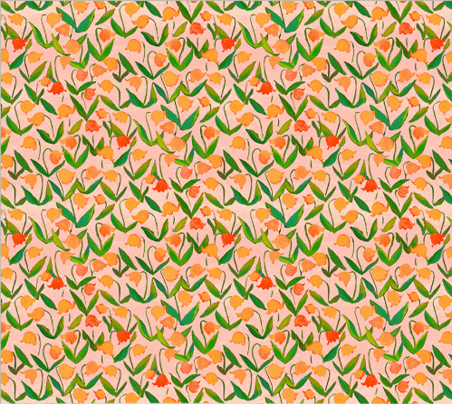Heather Ross By Hand Flowerbed Salmon Fabric