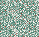 Festive Greetings Swirling Holly White Fabric