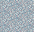 Festive Greetings Swirling Holly Blue Fabric