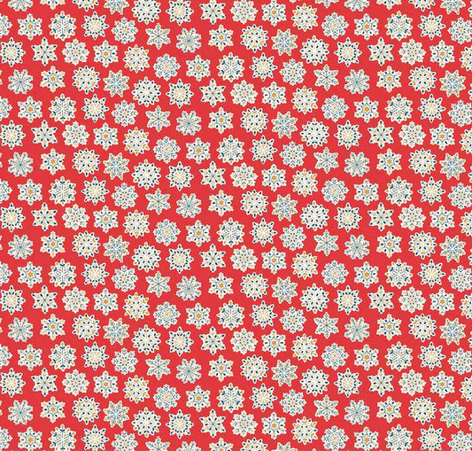 Festive Greetings Snow Season Red Fabric