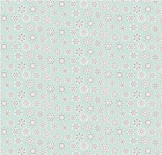 Festive Greetings Snow Season Seafoam Fabric