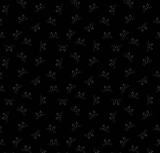 Blackout Cat Face Black Fabric