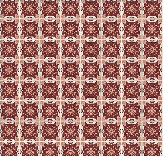 Olive Grove Mill Tiles Plum Fabric