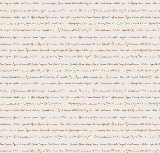 Olive Grove Script Ivory Fabric