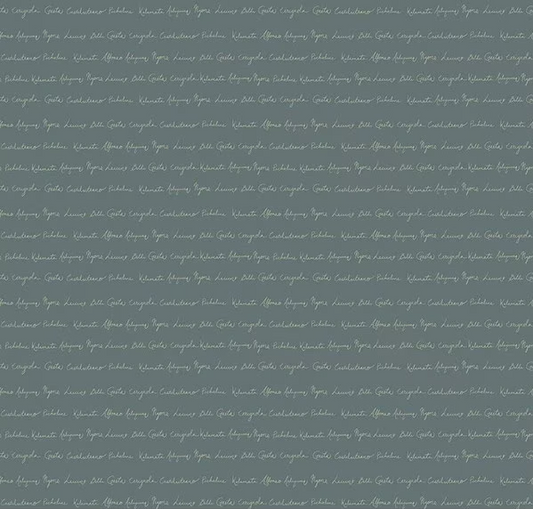 Olive Grove Script Teal Fabric