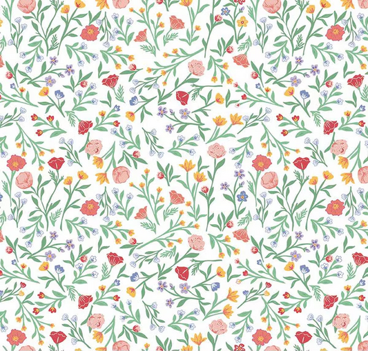 Simple Pleasures Scattered Vine White Fabric