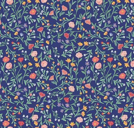 Simple Pleasures Scattered Vine Navy Fabric