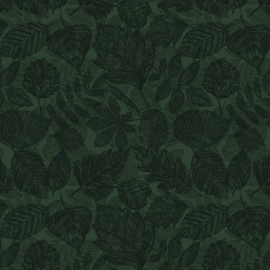 Forest Floor Monotone Leaves Green Fabric