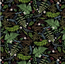 Forest Floor Ferns Green/Black Fabric