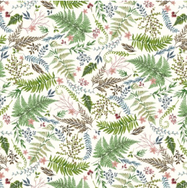 Forest Floor Ferns Green/Cream Fabric