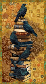 Crow-Mazing Crow and Books Panel Henry Glass