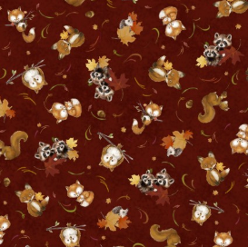 Fall Friends Tossed Forest Friends Red Fabric