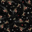 Believe Santa's - Sleigh Allover - Black - Yardage