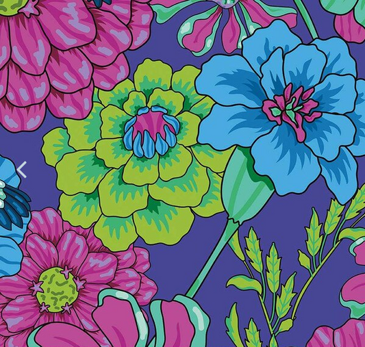 Wide Back Botanic Blast Carnations Purple Fabric