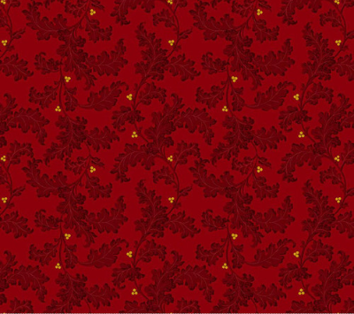 Baubles & Balsam Leafy Vines Cranberry Fabric