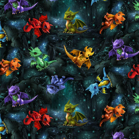 Baby Dragons Baby Dragons Tossed Forest Fabric