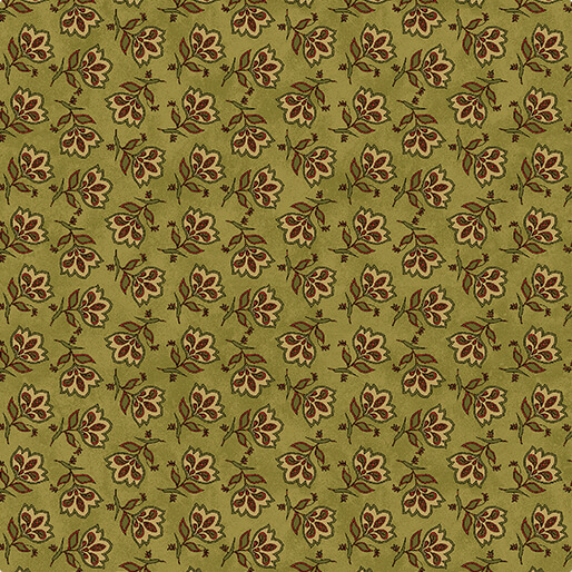 A Moose in the Woods Tossed Jacobean Flower Leaf Fabric